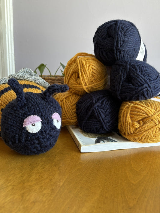 PREORDER: Bee Kind Stuffie - Knit Bumblebee Plushie - thespinninghand