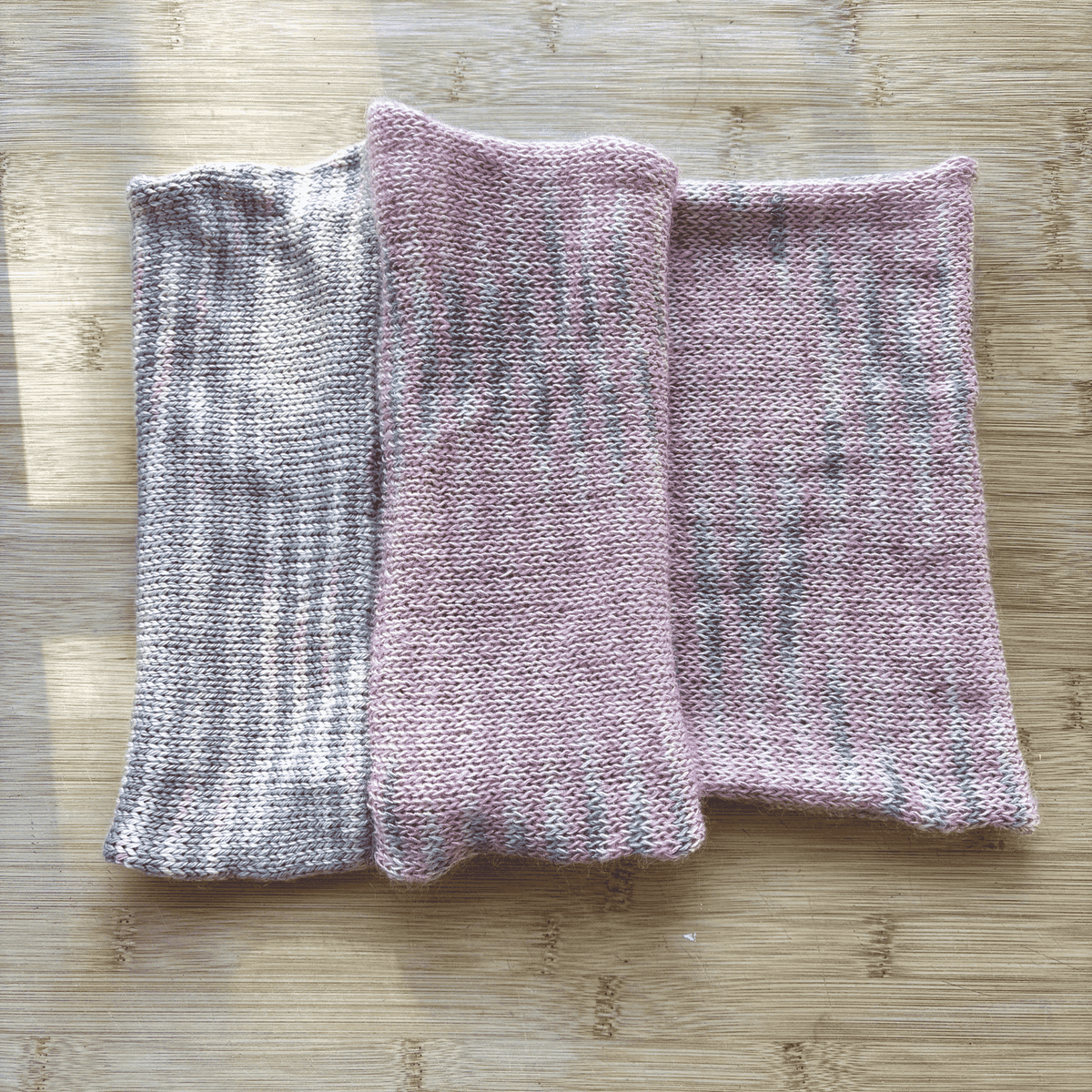 Silk cowl - gray and pink - adult size - thespinninghand