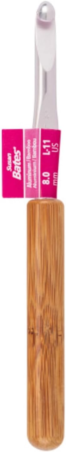 Susan Bates Silvalume Bamboo Handle Crochet Hooks Sizes K and L - thespinninghand