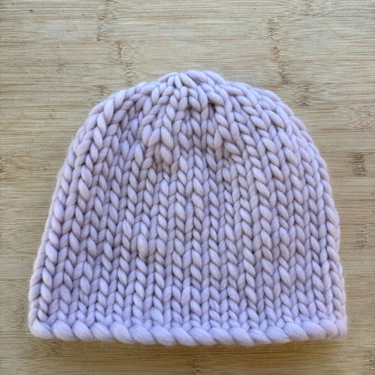 Wool Hat - hand knit pale lavender - adult size - thespinninghand