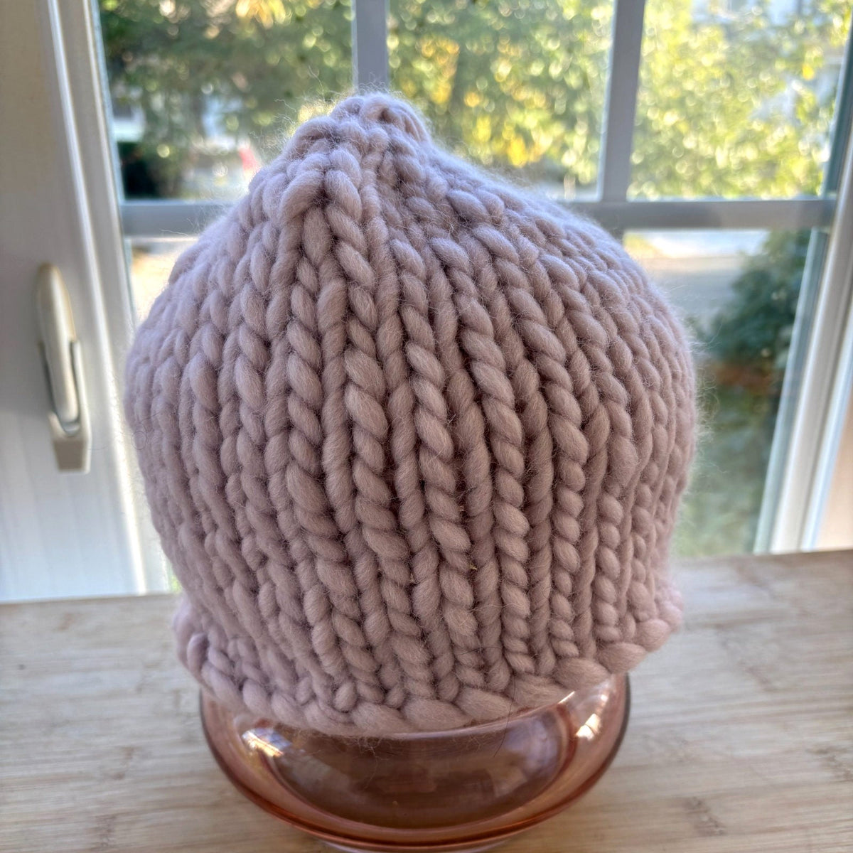 Wool Hat - hand knit pale lavender - adult size - thespinninghand
