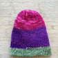 Wool Hat - reversible striped multi-colored pink and green - adult size - thespinninghand