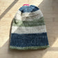 Wool Hat - reversible striped multi-colored pink and green - adult size - thespinninghand