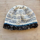 Wool Hat - white, blue, and brown striped - adult size - thespinninghand