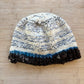 Wool Hat - white, blue, and brown striped - adult size - thespinninghand